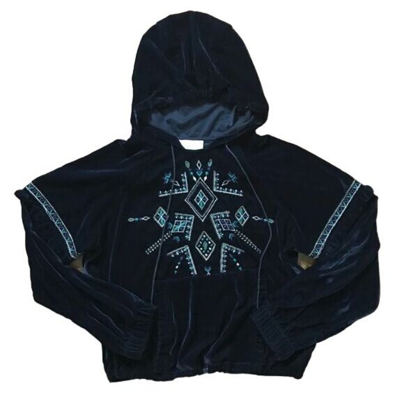 Love Sam Blue Velvet Embroidered Hoodie - Picture 4 of 8